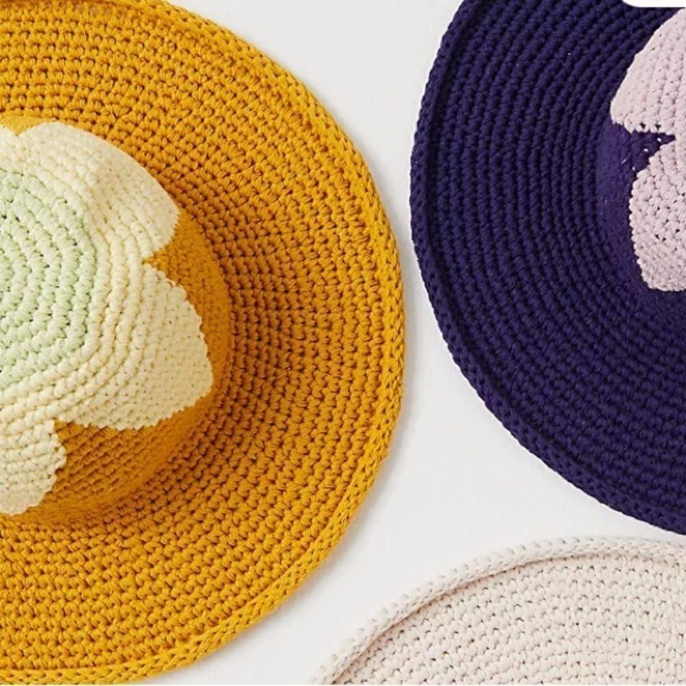 Free People Garden Grove Bucket Hat Mustard Yellow & Cream